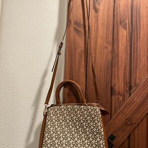 DKNY Brown and Cream Crossbody Bag